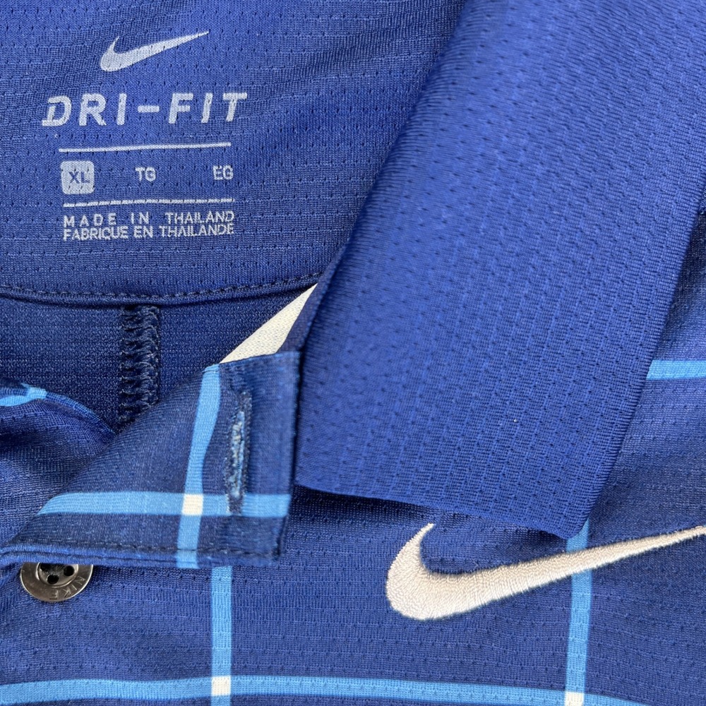 Nike Dri-FIT Golf performance Polo Dress Shirt Women S Youth XL Blue window pane